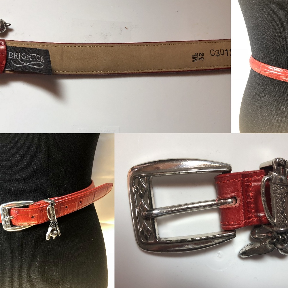 Brighton Red Golf Charms Belt sz M/L 32